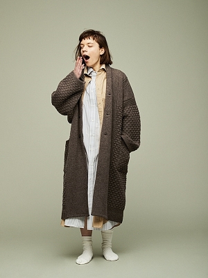 Yashiki Uninari Knit Coat - Mocha